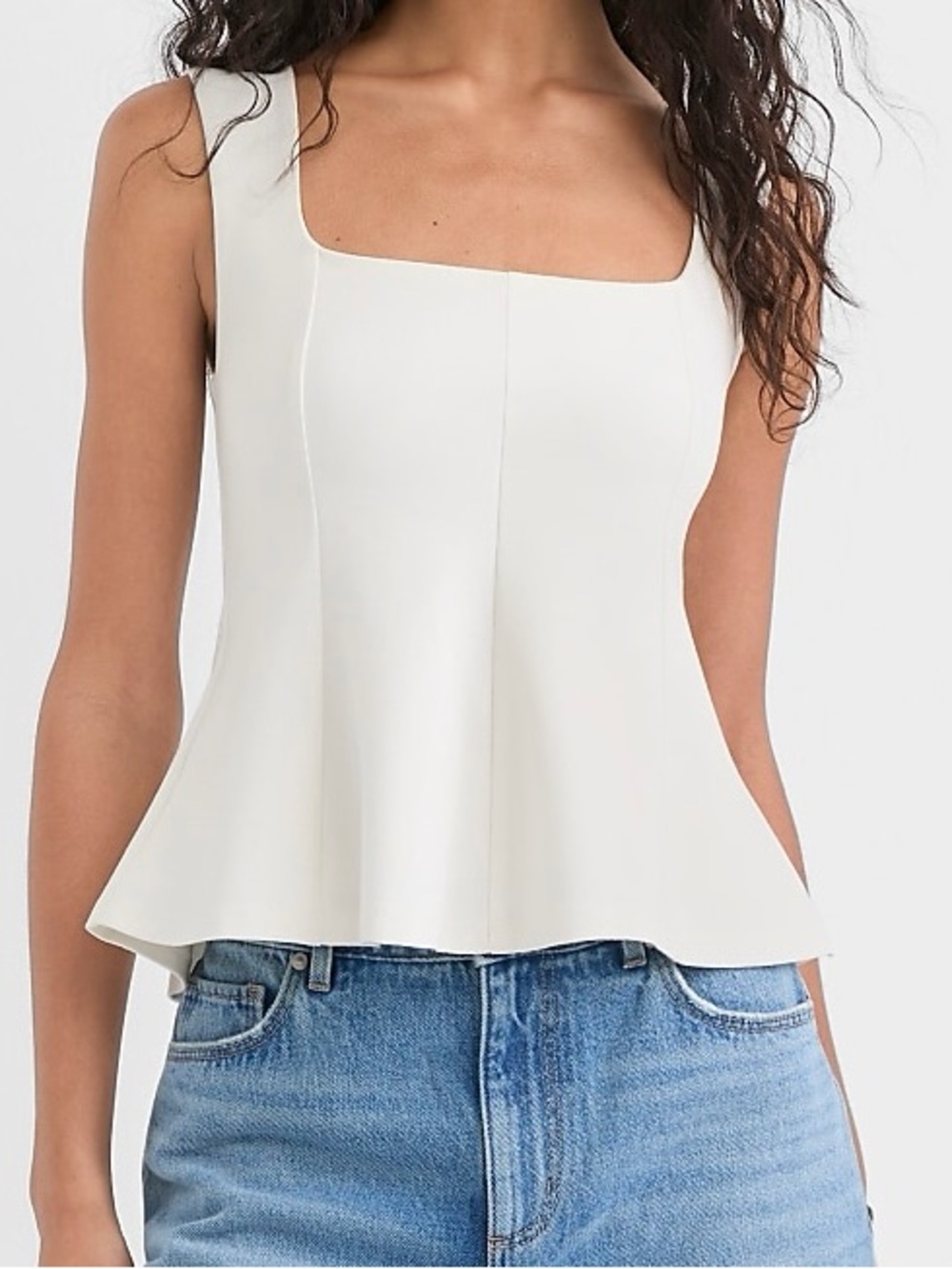 Square Neck Peplum Tank Top